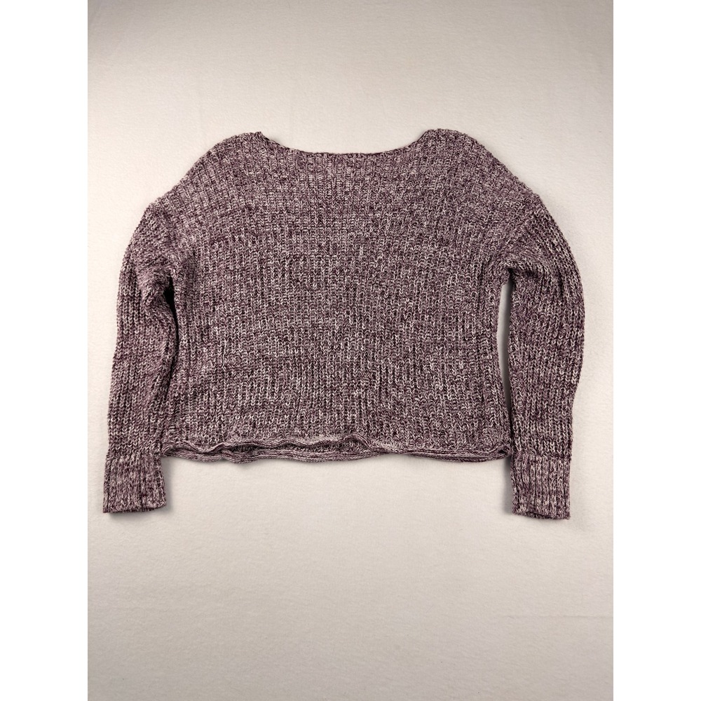 PINK Victoria's Secret Purple Marled Open Knit Cotton Sweater Small Pullover - Picture 7 of 7